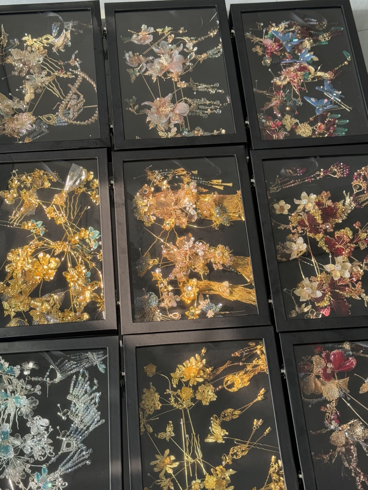 秀禾头钗发饰品展示盒跟妆首饰盒防尘透明玻璃古风发簪首饰收纳盒