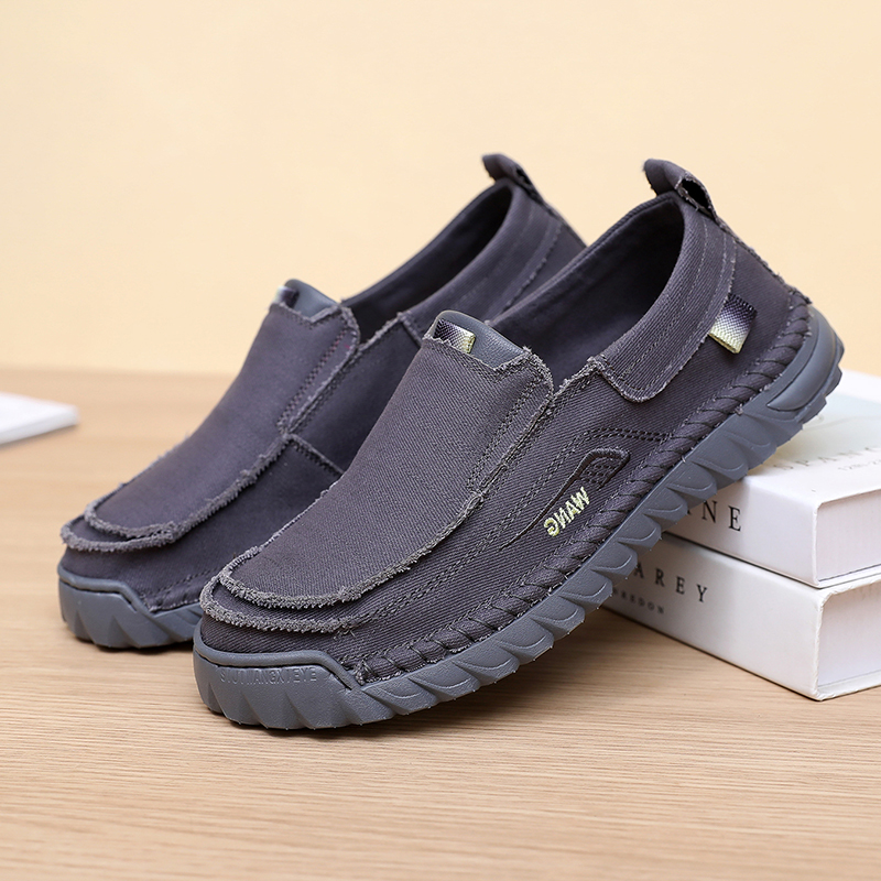 老北京男款春秋牛筋软底透气休闲一脚蹬低帮布鞋爸爸鞋百搭大码鞋