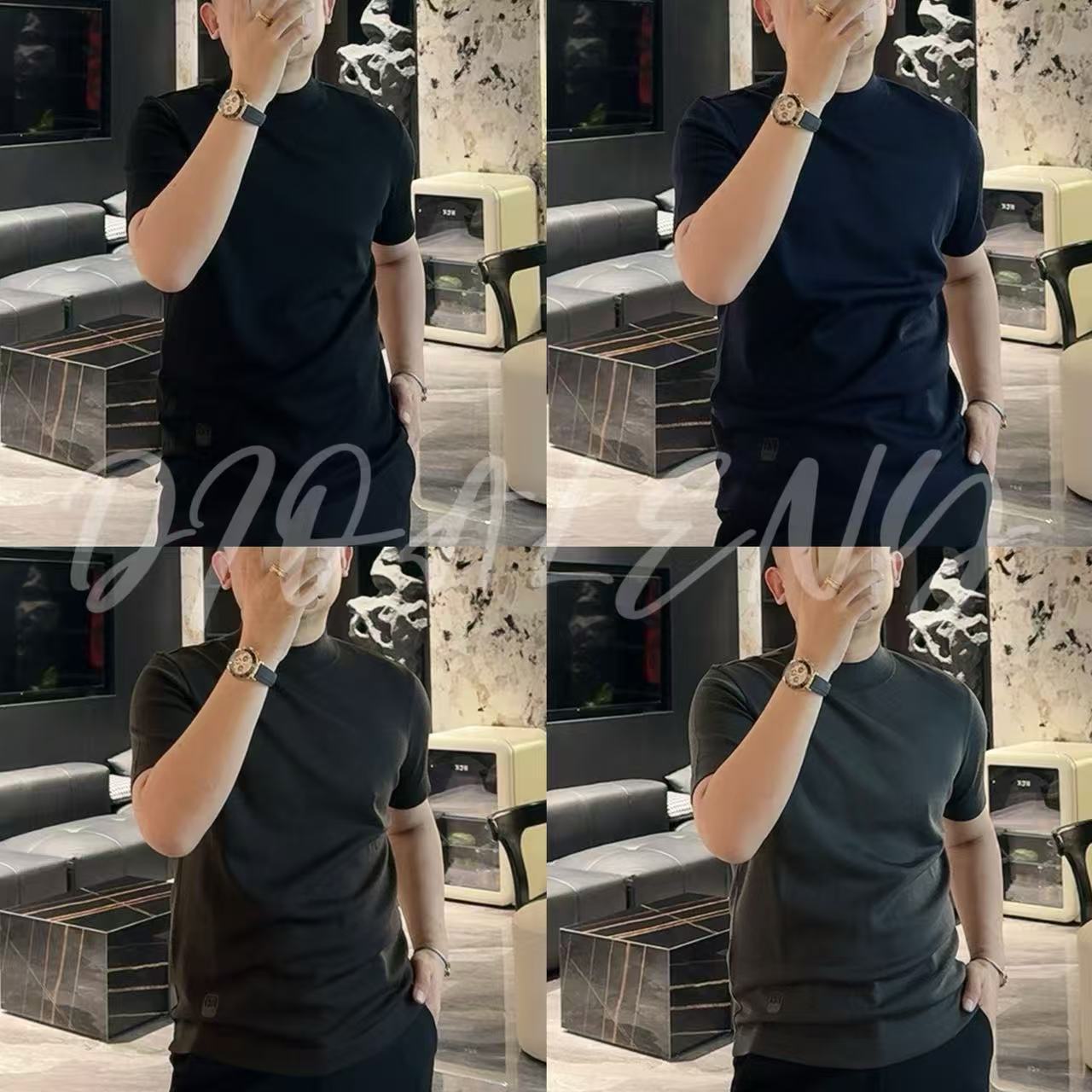 【帅老板】3091秋冬轻奢男士百分百绵羊毛科技AB面小标短袖