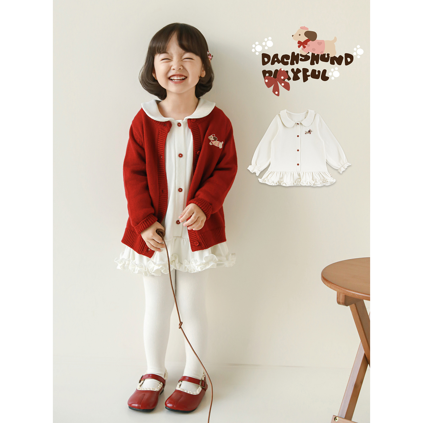 YOEHYAUL/幼悠 冬壹波 四面弹针织布柳青丝密线娃娃打底衫 D4597