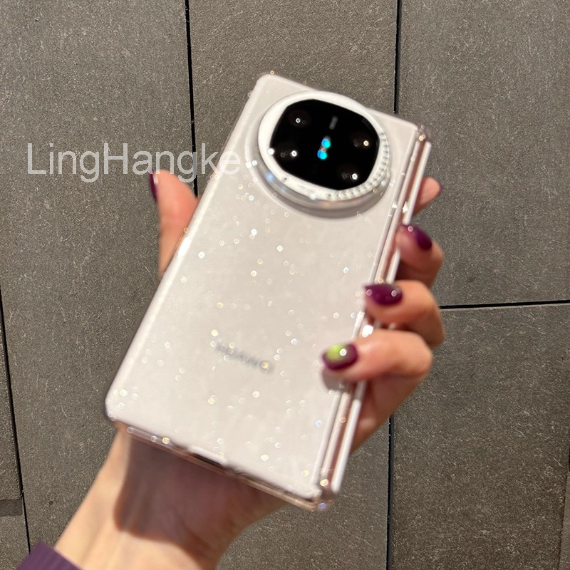 适用华为matex5手机壳折叠屏新款透明闪粉Matex6典藏版中轴全包x3