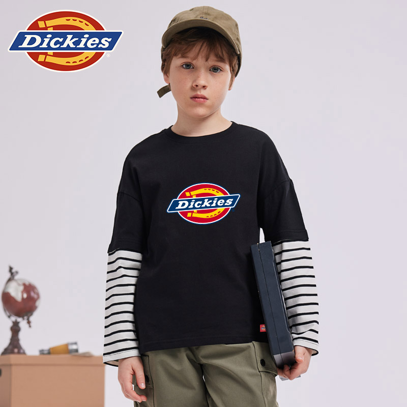 Dickies童装男童长袖t恤春秋2025新款儿童纯棉打底衫上衣男孩秋装