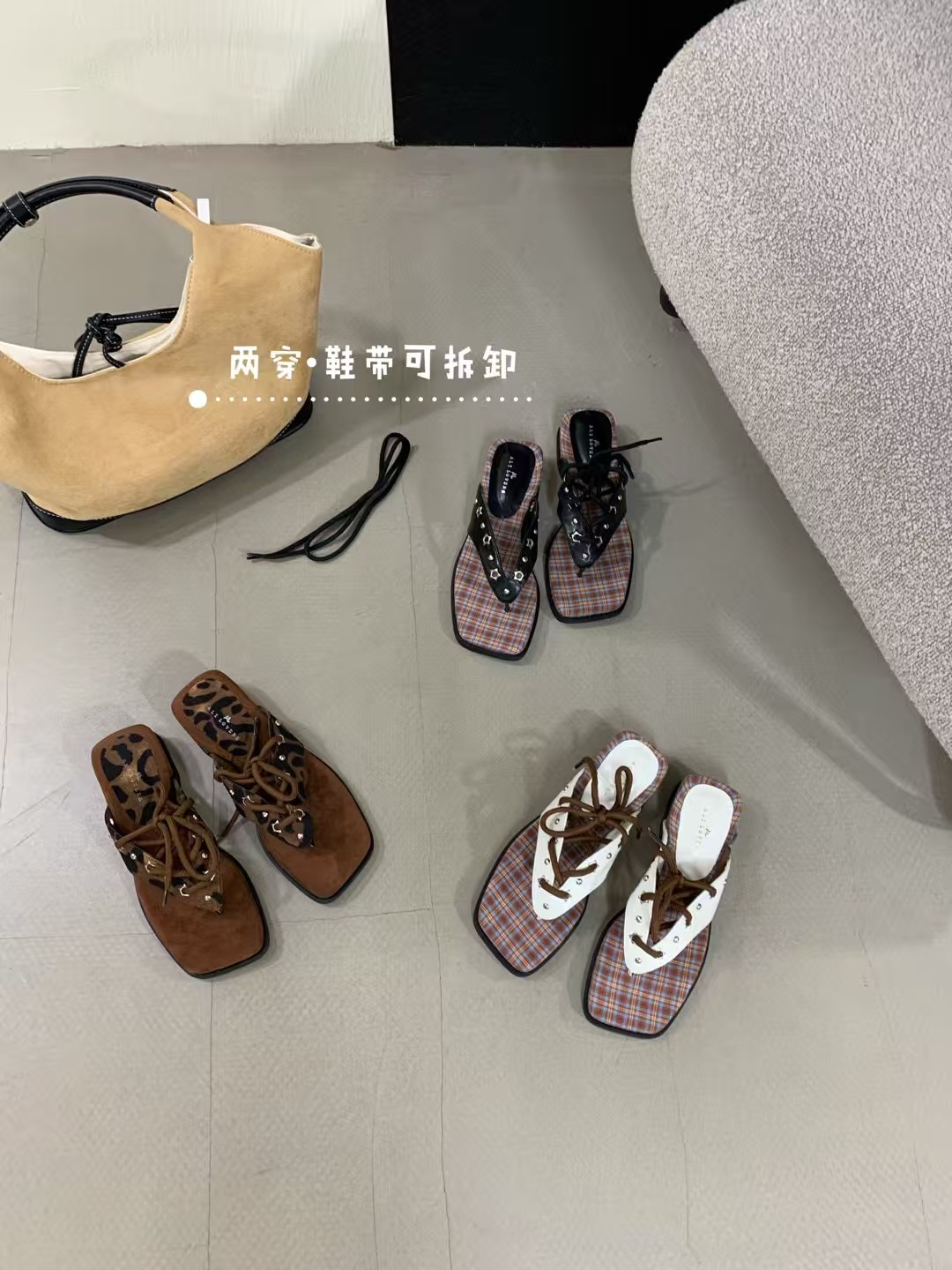 格子豹纹罗马风格2025夏季胶粘修面人字拖舒适女士甜辣千金风凉拖