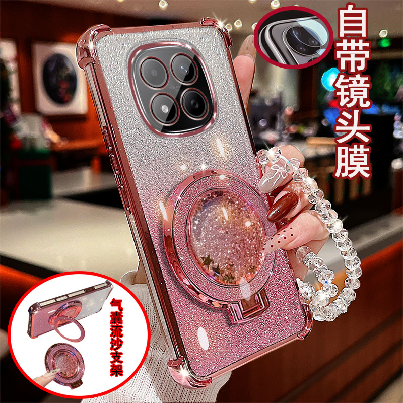 适用红米note15pro+手机壳镜头全包边气囊防摔套网红女款流沙支架