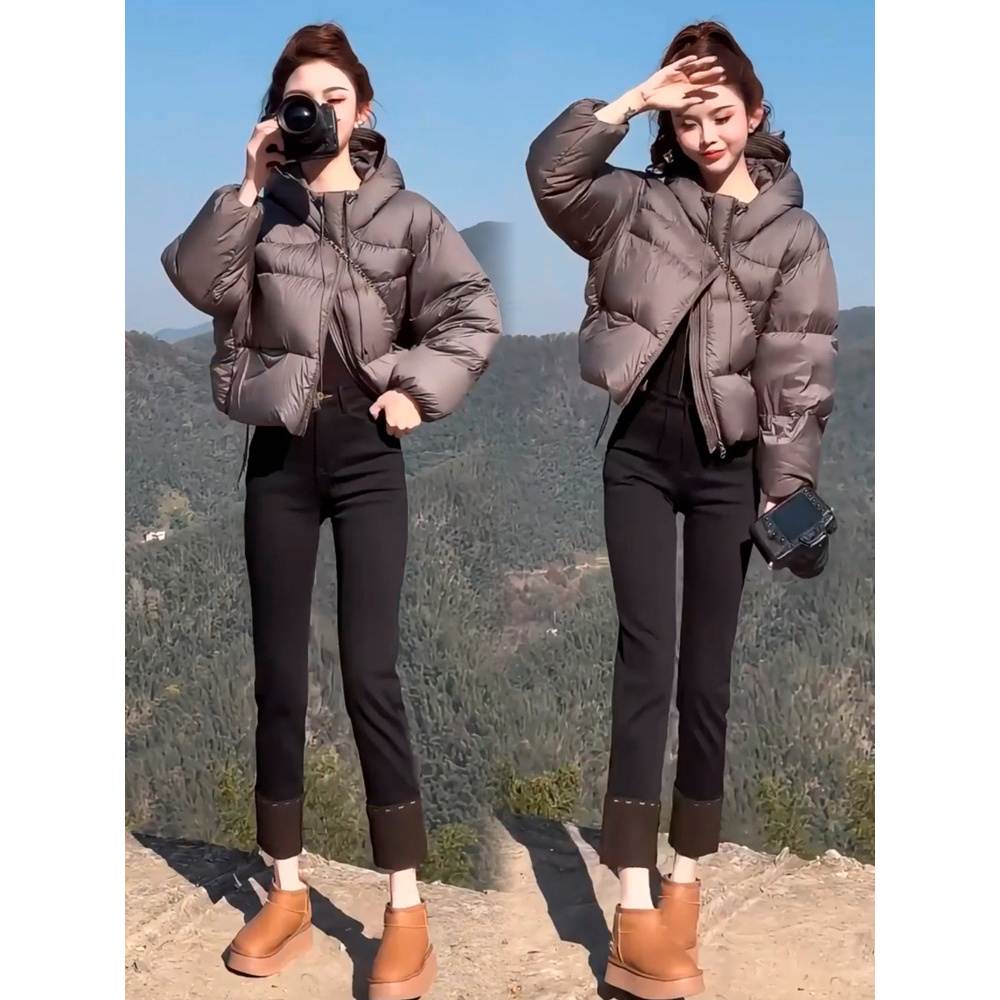 时尚短款连帽棉服小个子加厚女冬季洋气显瘦保暖百搭面包服外套