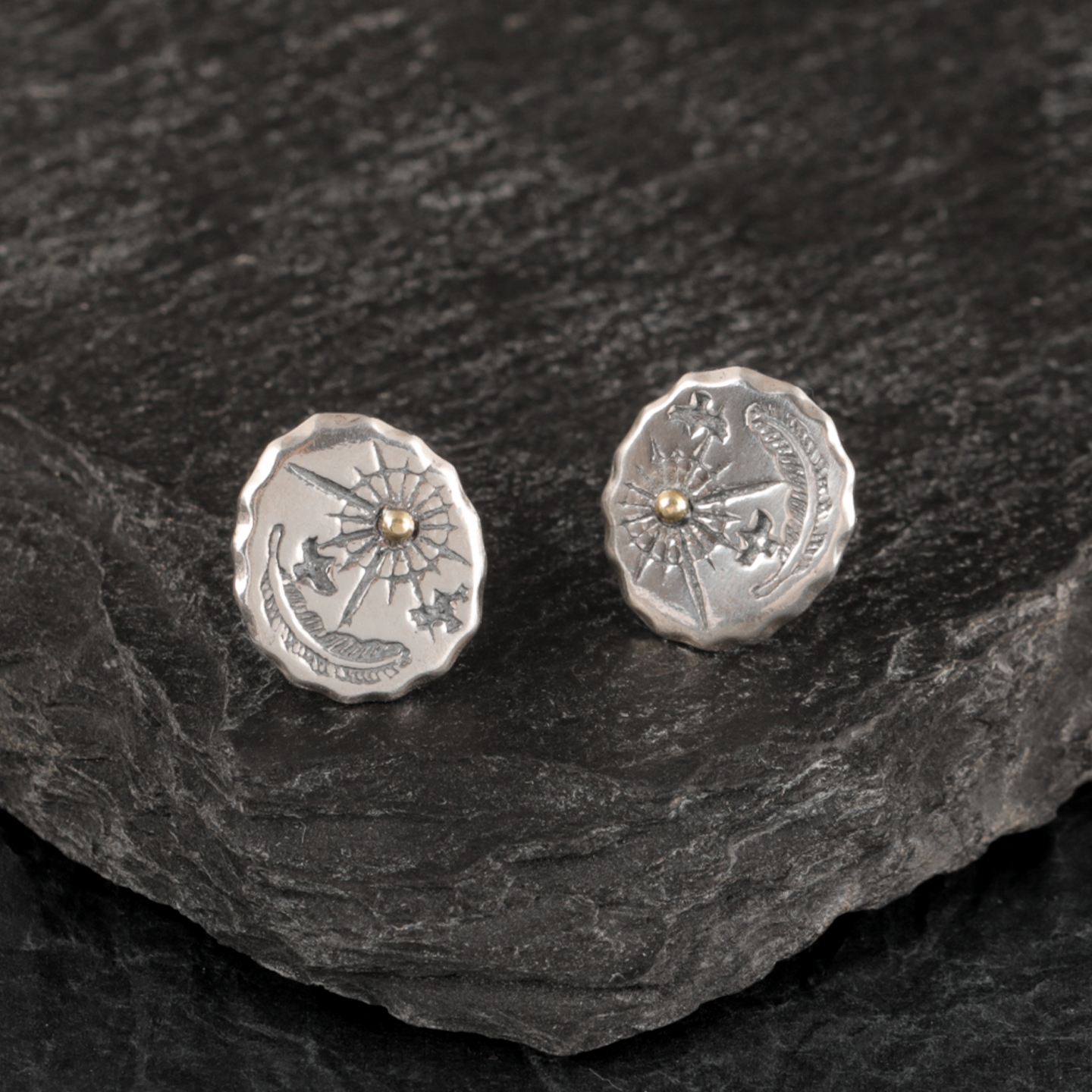 925银耳饰 印第安风格飞鹰银耳钉男潮流个性小众设计银针圆饼耳环