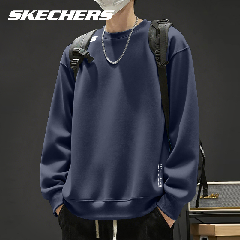 斯凯奇官方正品卫衣男2025冬季新款圆领宽松休闲上衣透气运动服装