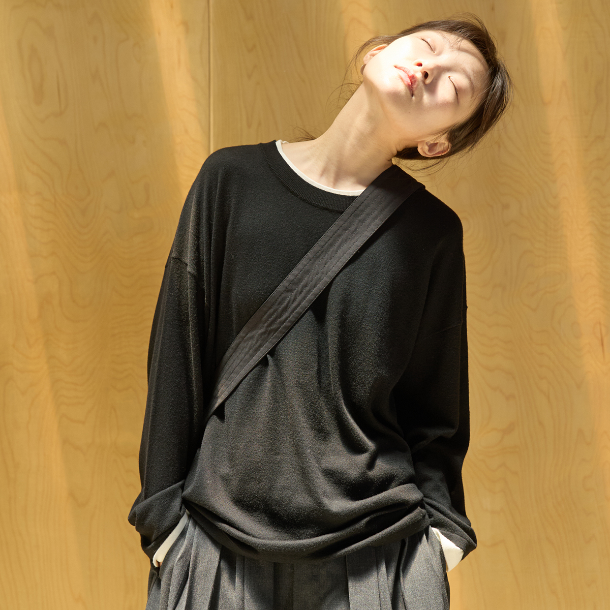 【叠叠乐】步履不停假两件圆领针织衫日系套头毛衣