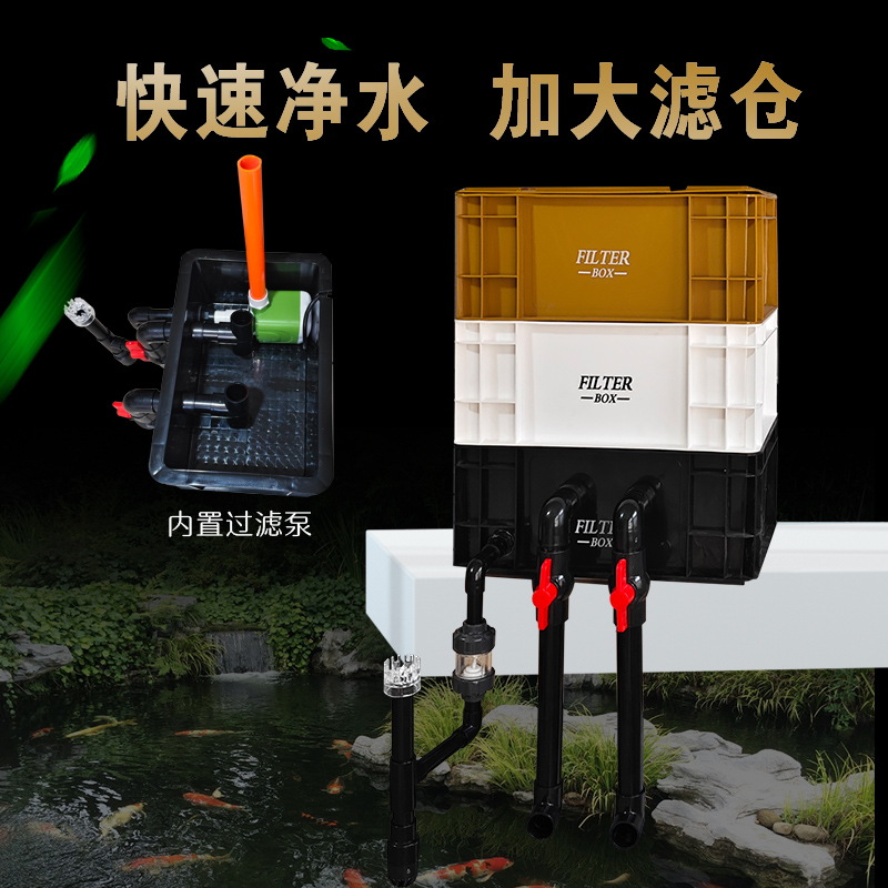 鱼缸内置水泵过滤箱周转箱滴流盒过滤器外置上置三合一周转过滤箱