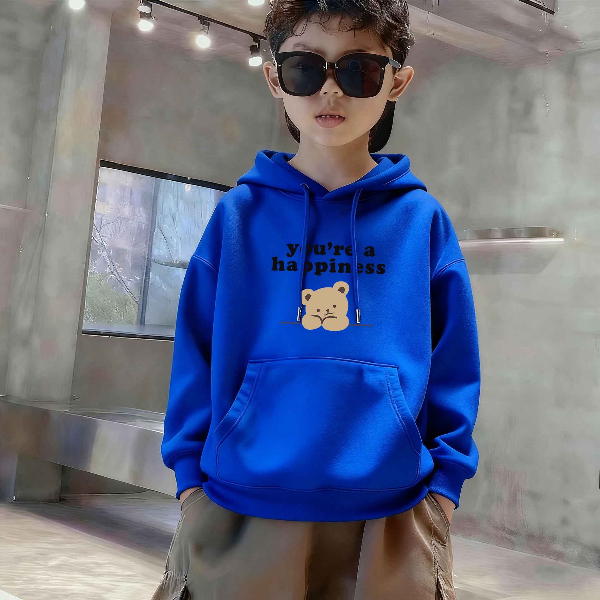 男童连帽卫衣春秋2025新款秋冬儿童中童中大童男孩洋气加绒上衣装