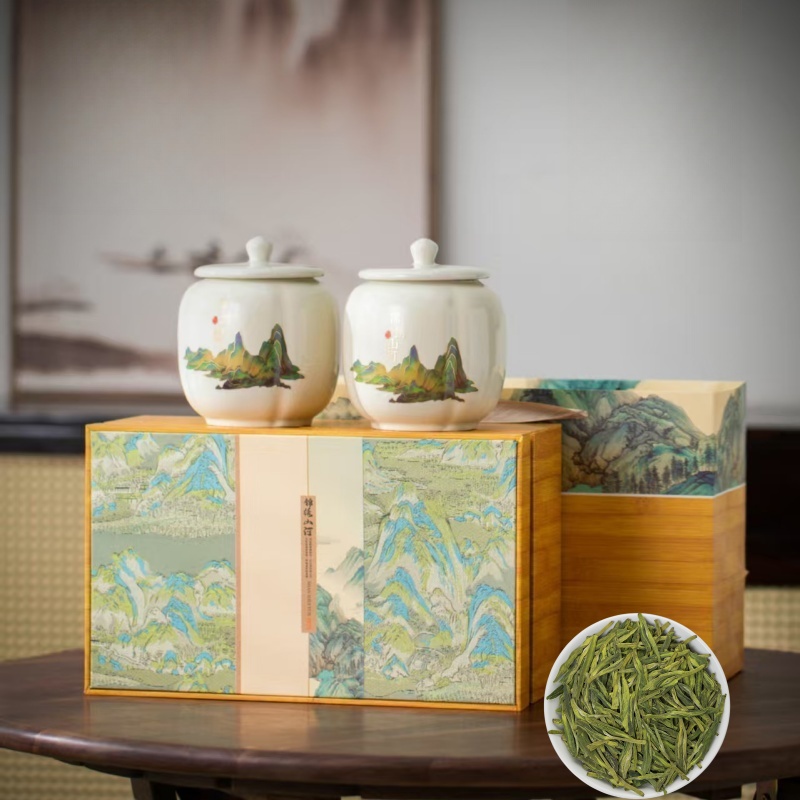 正品龙井绿茶礼盒装高山新茶明前豆香型绿茶罐装茶叶国庆节日送礼