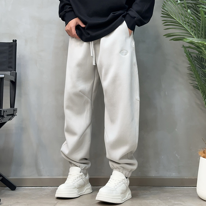 LKT.NINE秋冬美式休闲痞帅加绒休闲卫裤男宽松百搭运动束脚裤2560