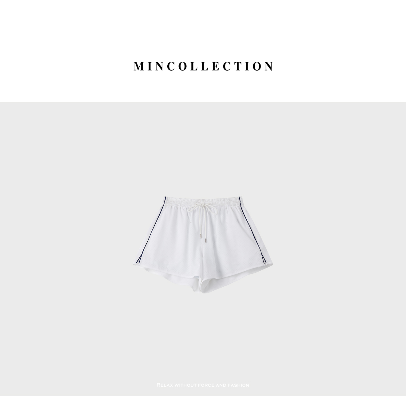DE Mincollection网球短裤/运动感拼色雕孔松紧系带休闲短裤55178