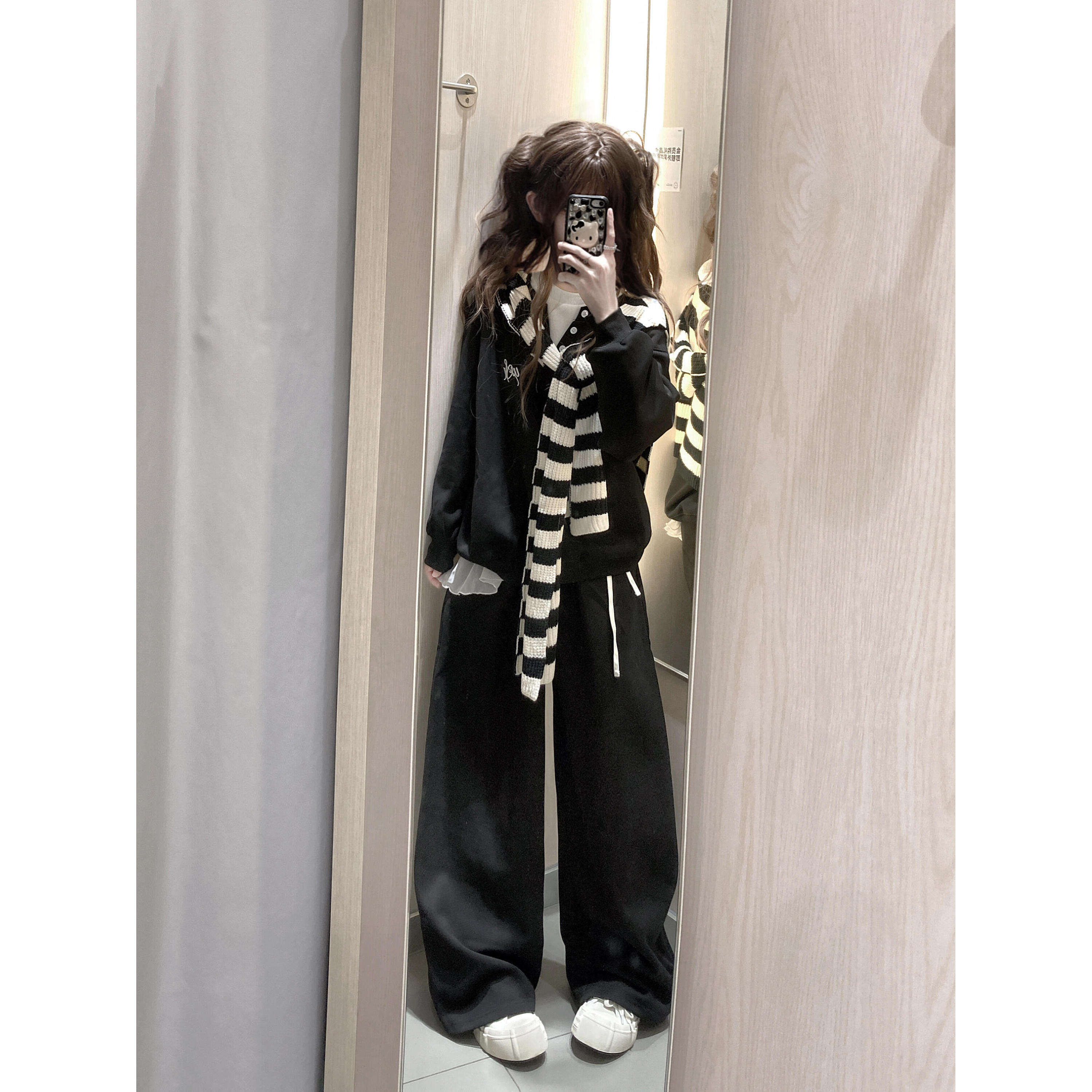 慵懒简约假两件卫衣女2025新款秋季披肩长裤三件套家居服外穿战袍