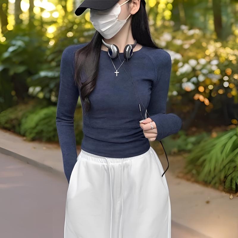 胖mm大码女装美式插肩袖长袖T恤韩版春秋修身打底衫显瘦百搭上衣