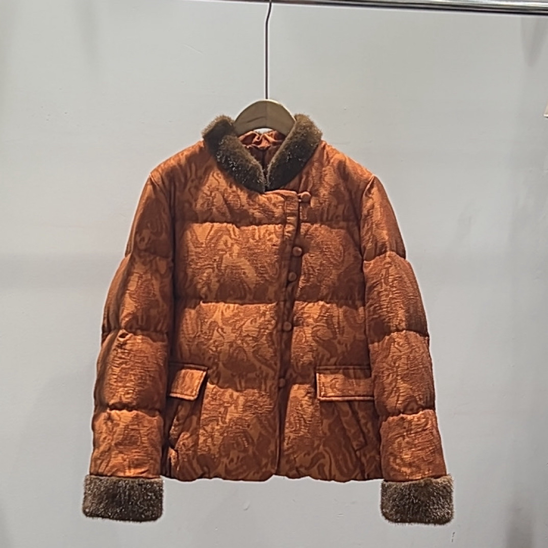 【柿柿如意】冬季新款高级复古鹅绒服国风短款时尚气质立领896