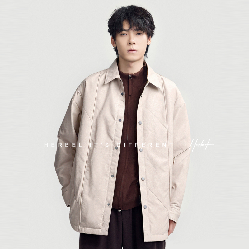 HERBEL/黑白冬季男士鹅绒服短款时尚休闲潮流户外保暖TSR639524