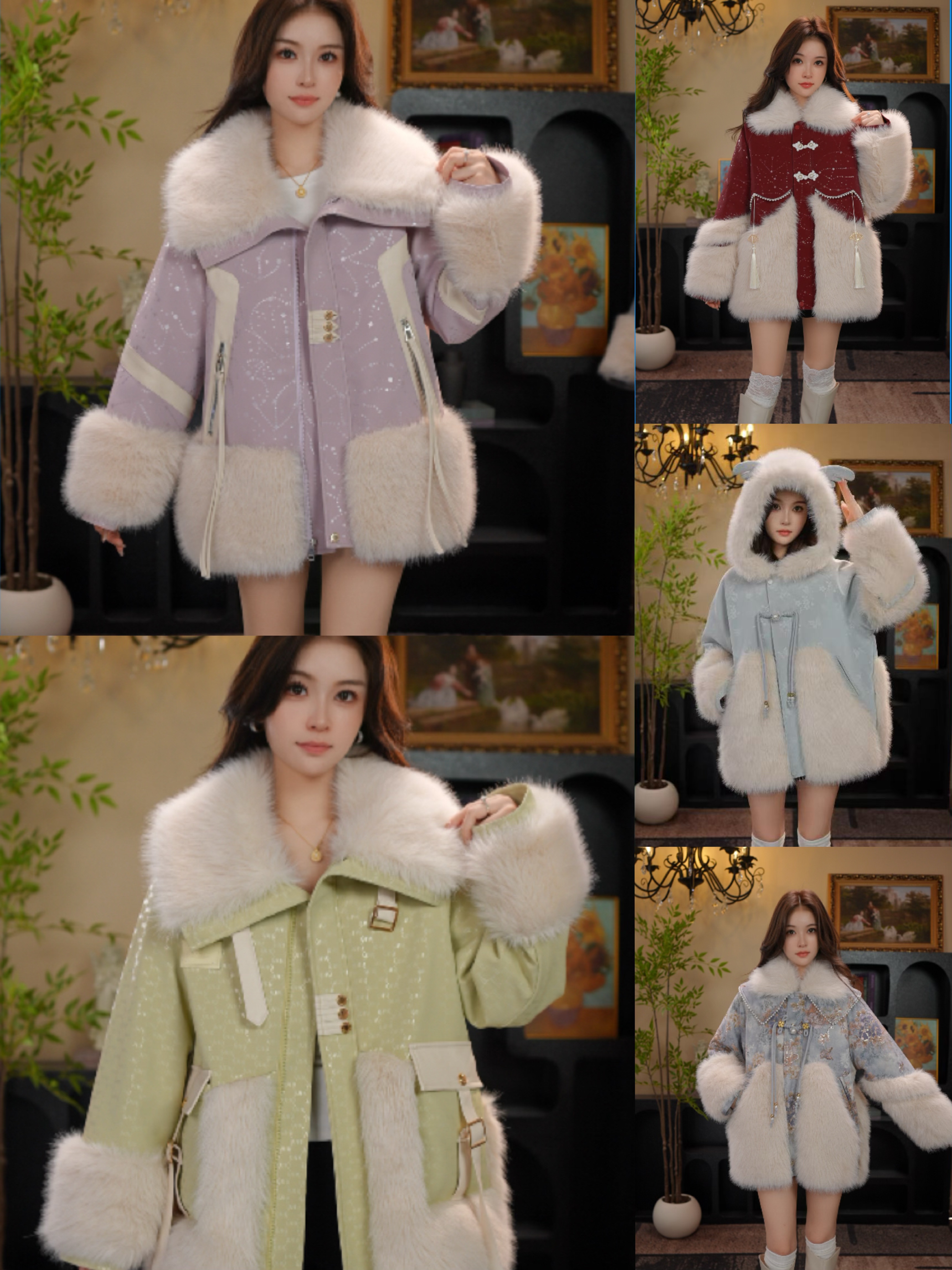 AODUOSEN/奥多森高端定制女童小香风皮衣一体毛毛外套