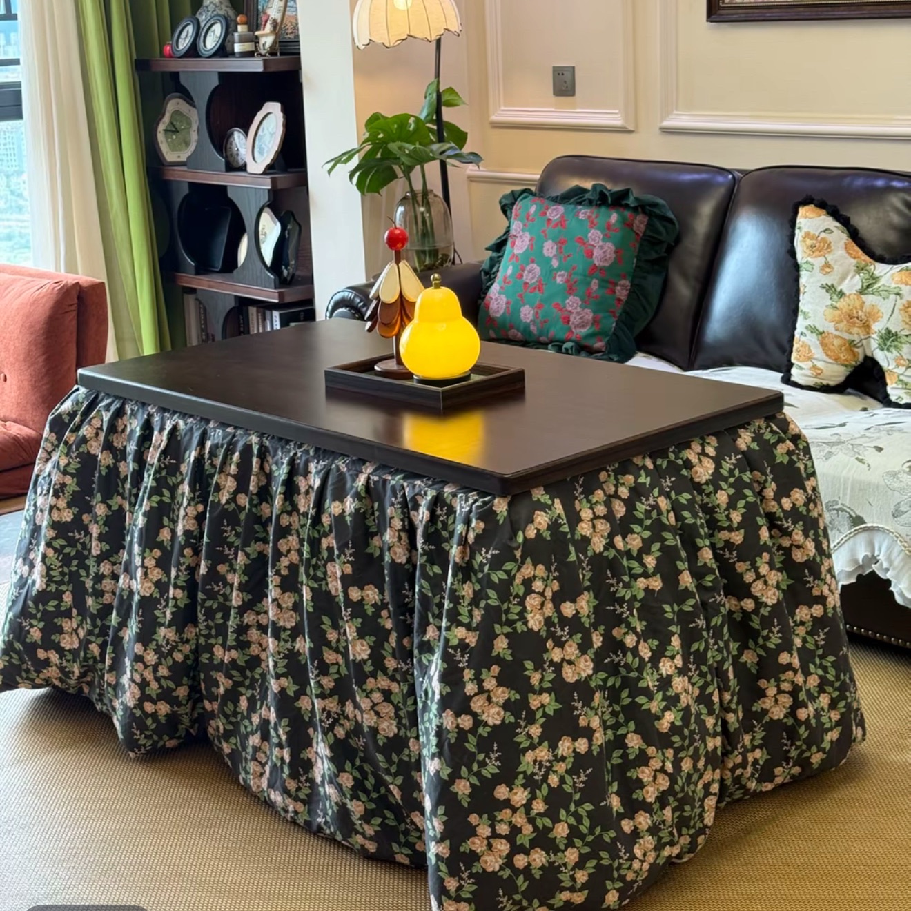 【120尺寸】烤火桌烤火家用楠竹桌长方形多功能冬季取暖桌餐桌茶桌