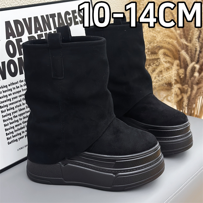 复古英伦风厚底马丁靴14cm女2025新款小个子显瘦卡其裤管短靴12cm