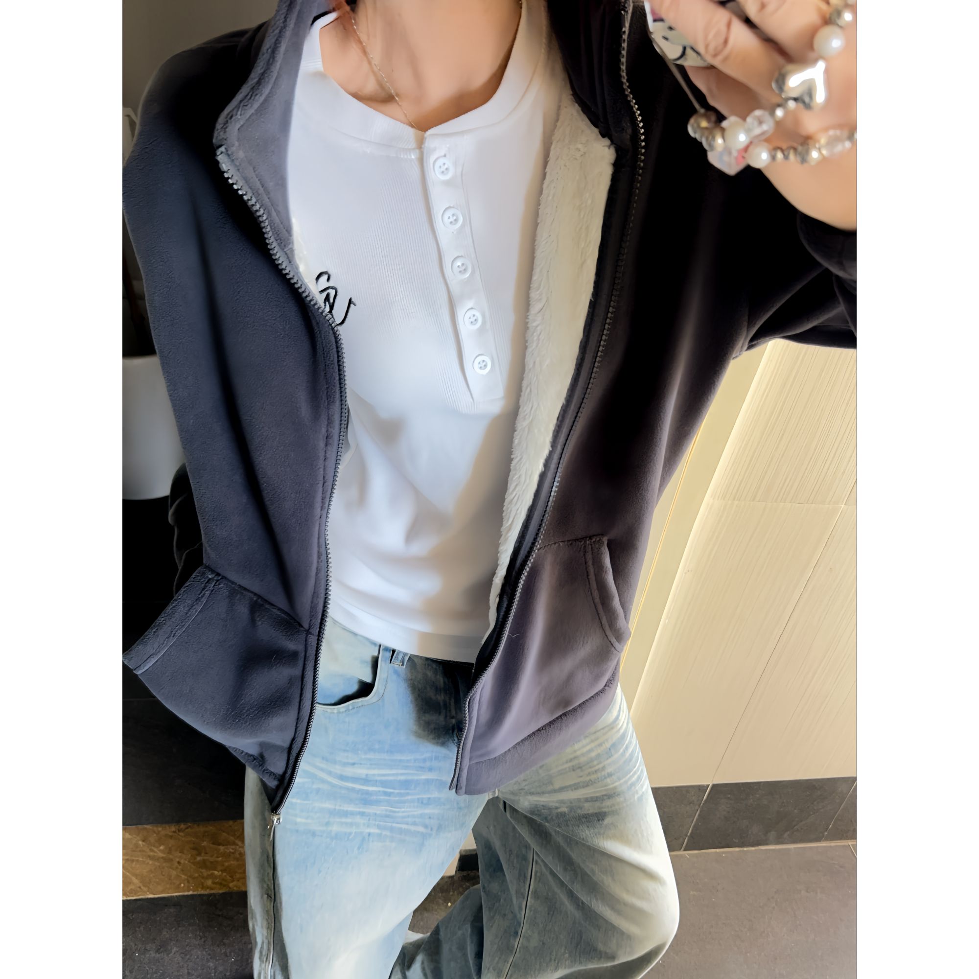 CKKOR重磅加厚摇粒绒保暖棉服女秋冬新款洋气百搭高级感潮牌女装