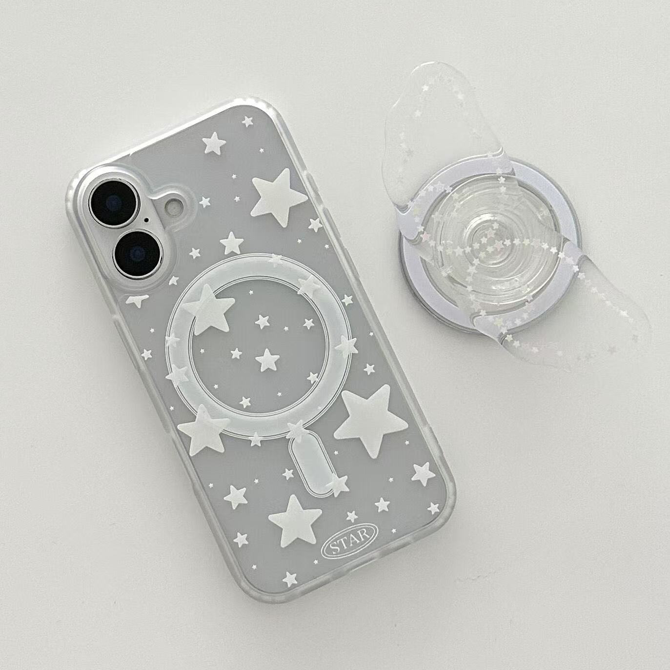 个性白色星星适用iPhone16pro手机壳15苹果14promax磁吸11简约xs