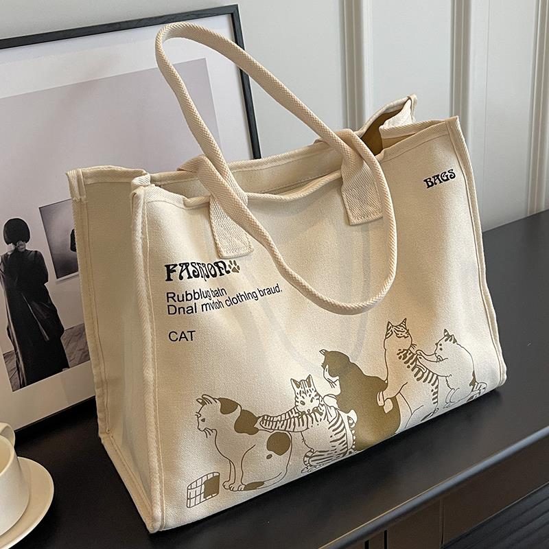 范哲萨大容量手提托 托特包女帆布购物袋男通勤收纳包大学生上课