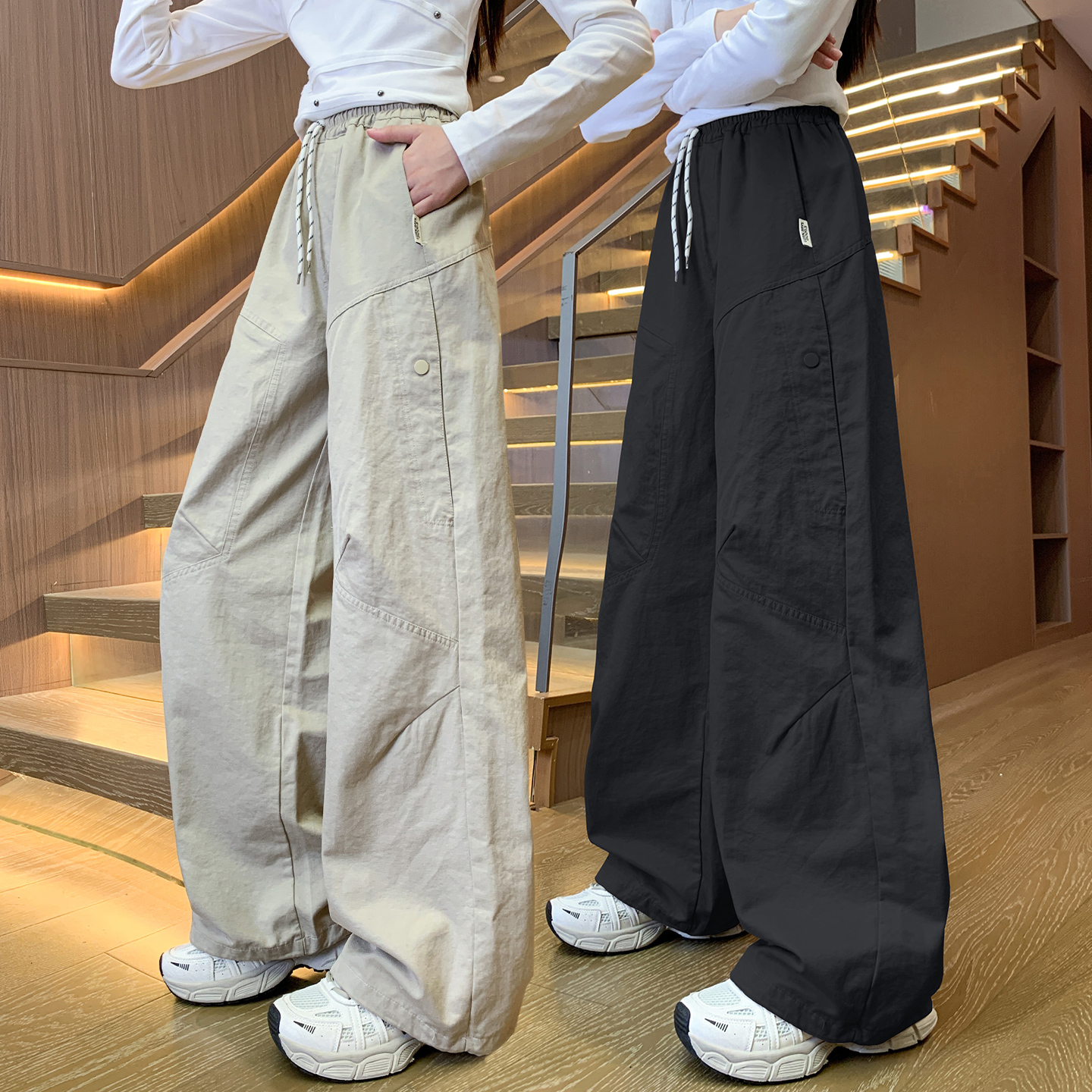 女童裤子秋装2025新款儿童秋季休闲裤大童初中生青少年秋季工装裤