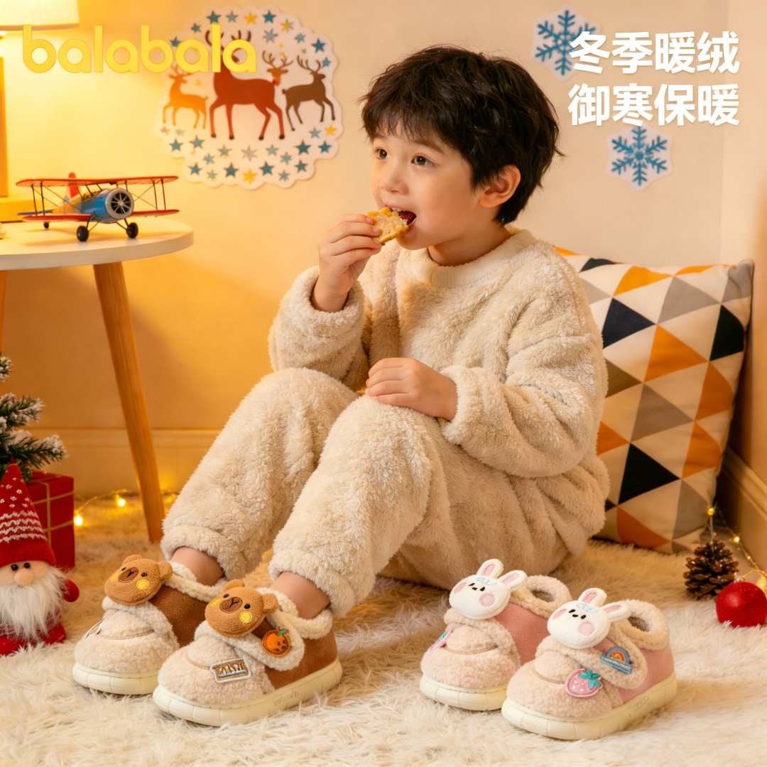 【官方】巴拉巴拉儿童棉鞋男童冬季2025新款宝宝包跟加厚保暖女童