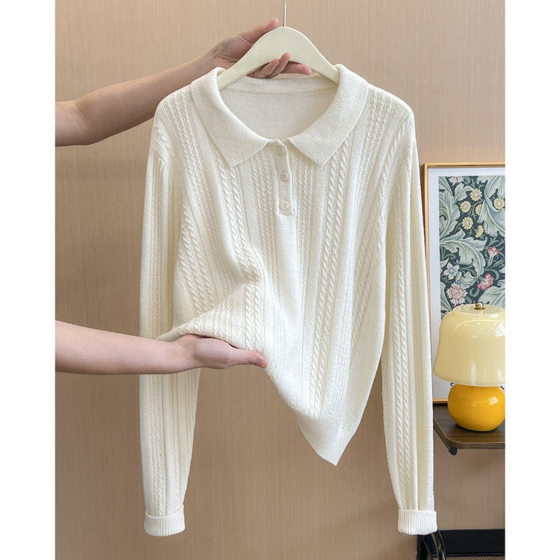 韩系立领撞色麻花针织衫女早秋季2025新款通勤上衣女士毛衣打底衫