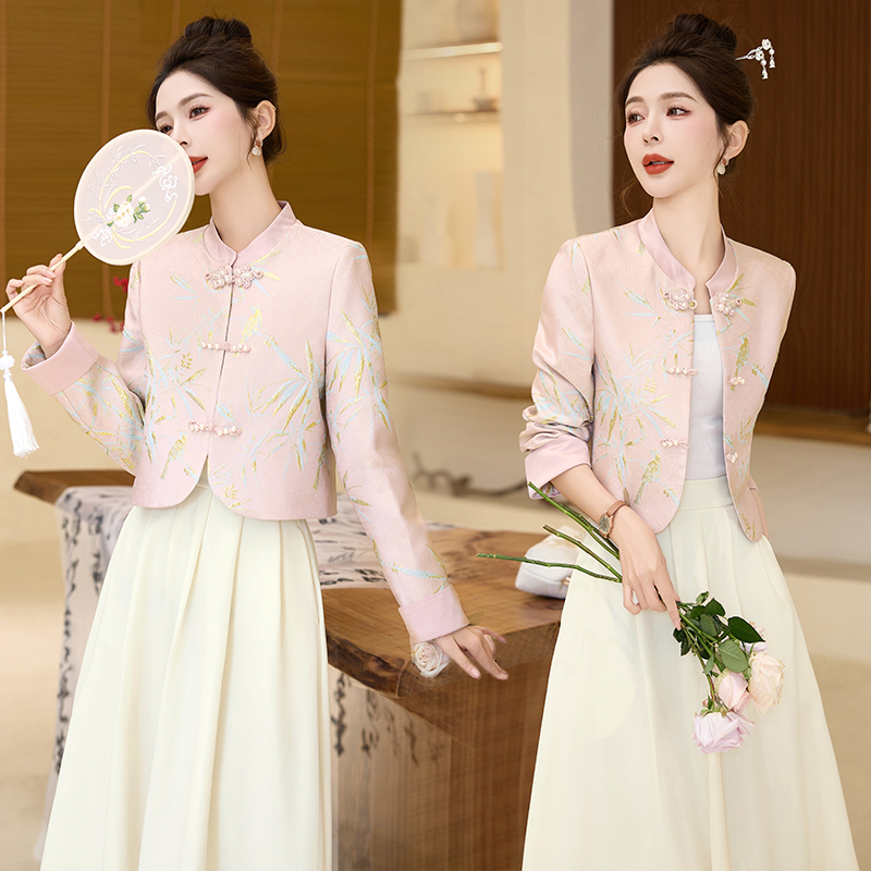 新中国风外套女短款2025春秋新款高级感复古盘扣小个子唐装上衣