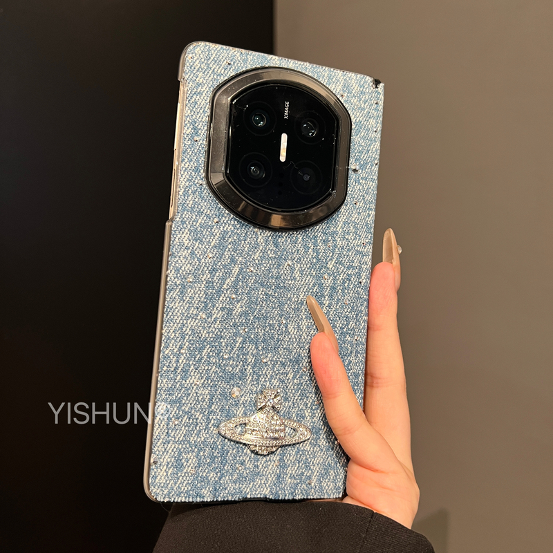 适用华为MateX7典藏版手机壳折叠屏新款高级感MateX6蓝色牛仔纹立