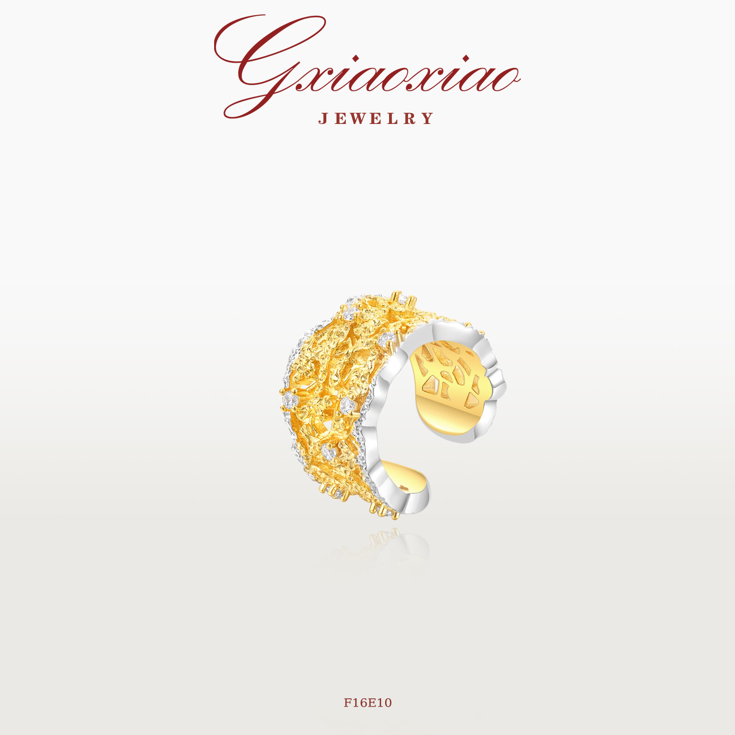 G XIAOXIAO 镀K金【鎏金幻境】复古轻奢百搭蕾丝耳夹 F16E10