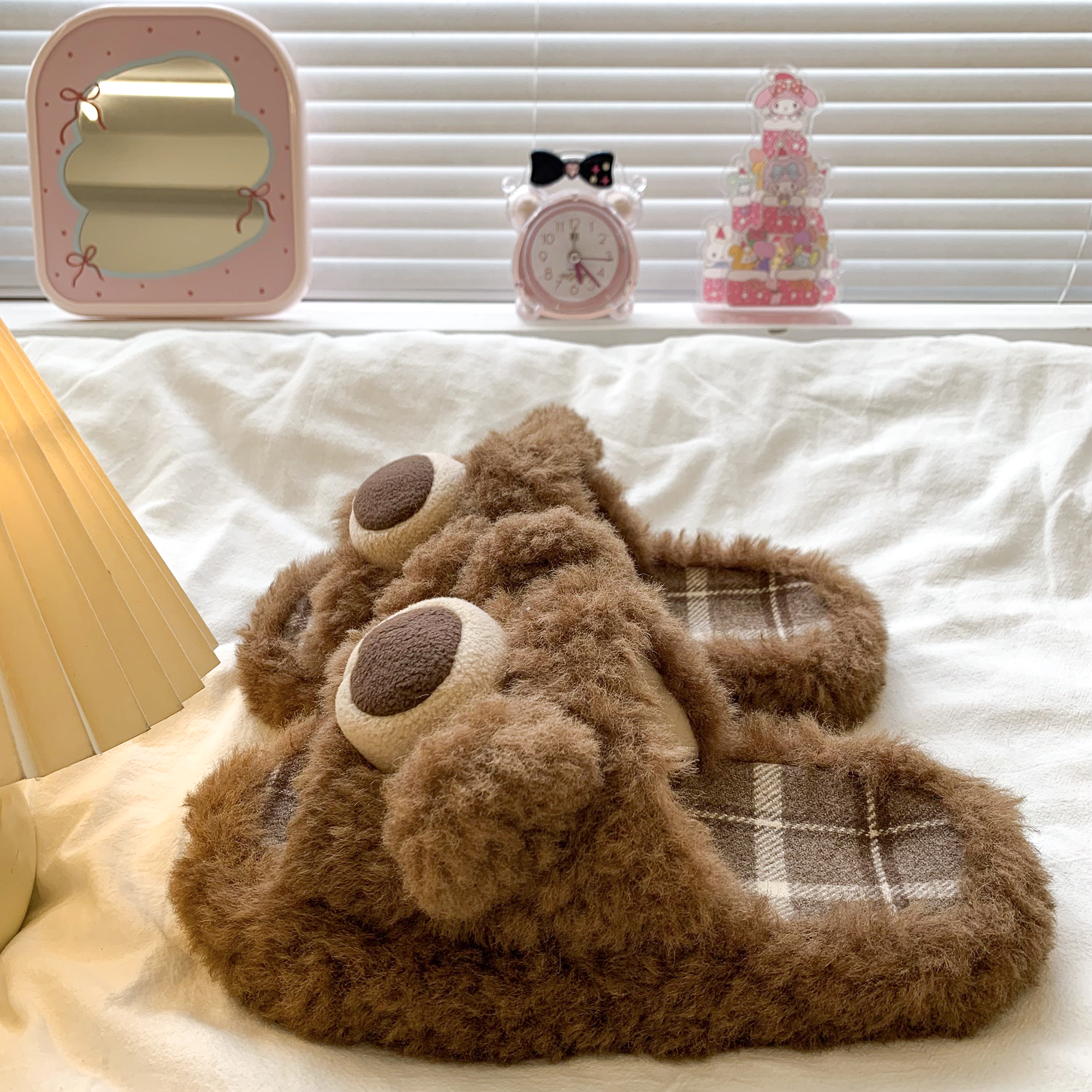 可爱毛茸茸厚底棉拖鞋女外穿2025秋冬新款居家室内防滑加绒毛毛拖