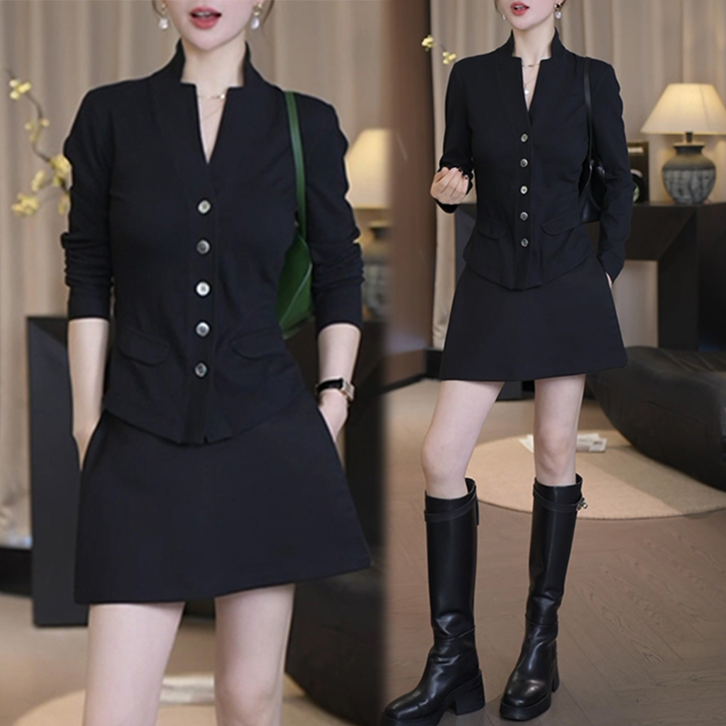 法式小香风时尚套装女2025春秋新款显瘦长袖衬衫外套半身裙两件套