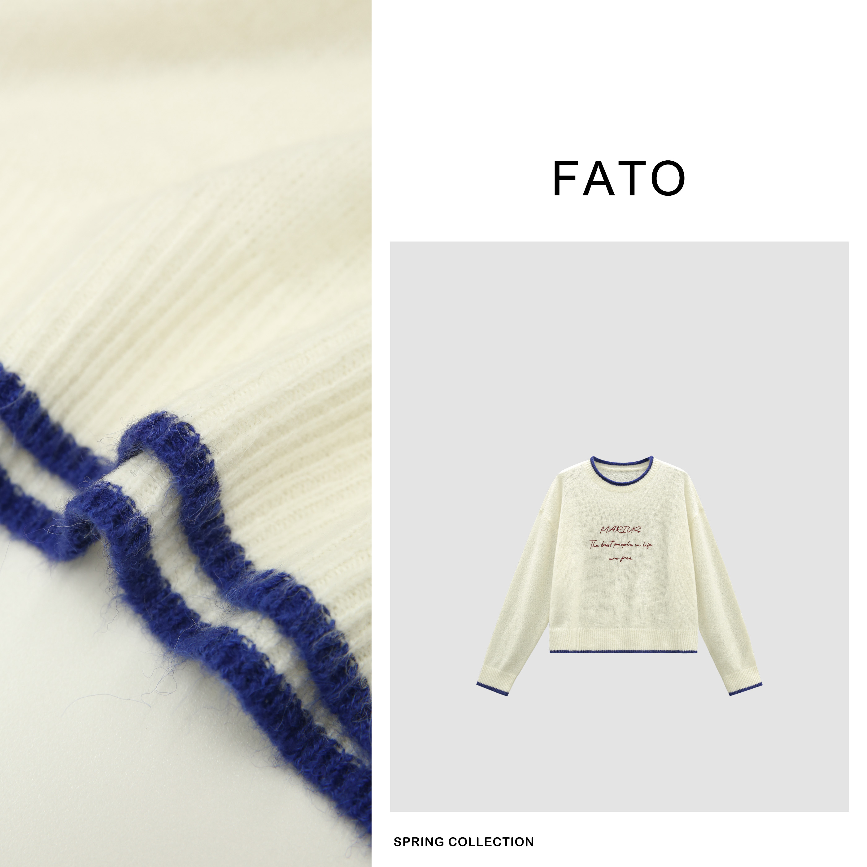 fattonny郑买买【油画少女】早春新款撞色欧若风针织上衣 CC50212M2
