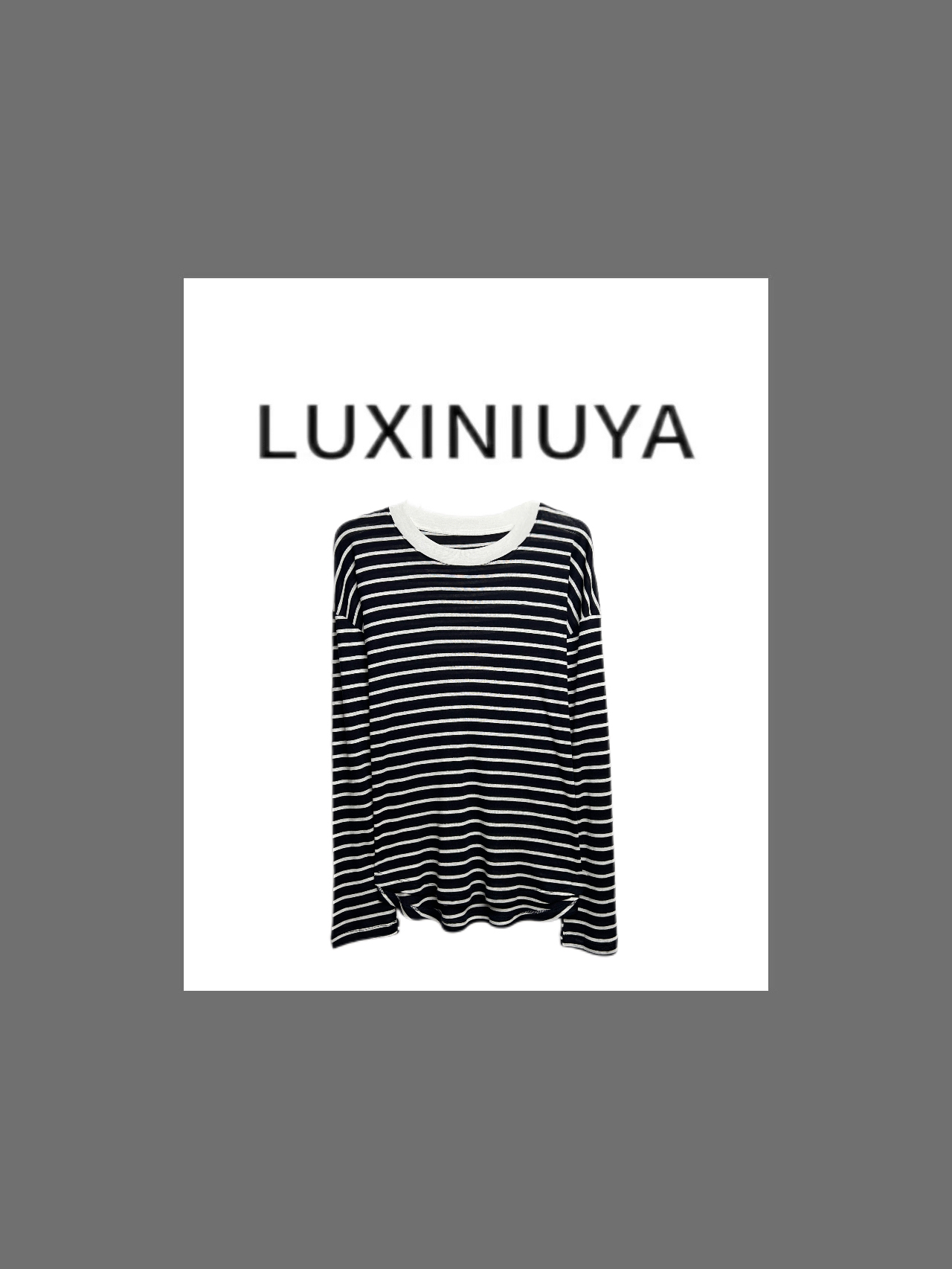 【LUXINIUYA】斑马心率 早秋撞色条纹设计感显瘦上衣 #QDS72931