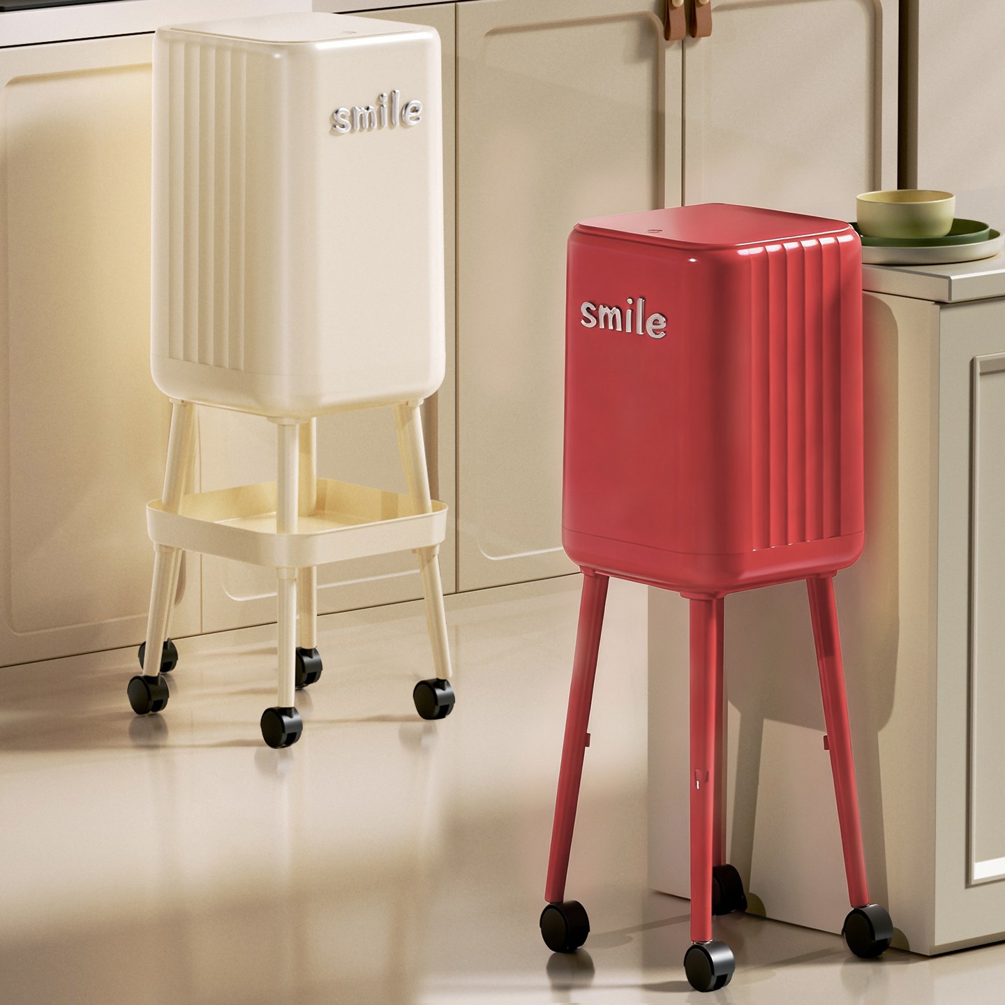 厨房专用高脚垃圾桶家用新款高颜值带盖可移动大容量免弯腰垃圾桶