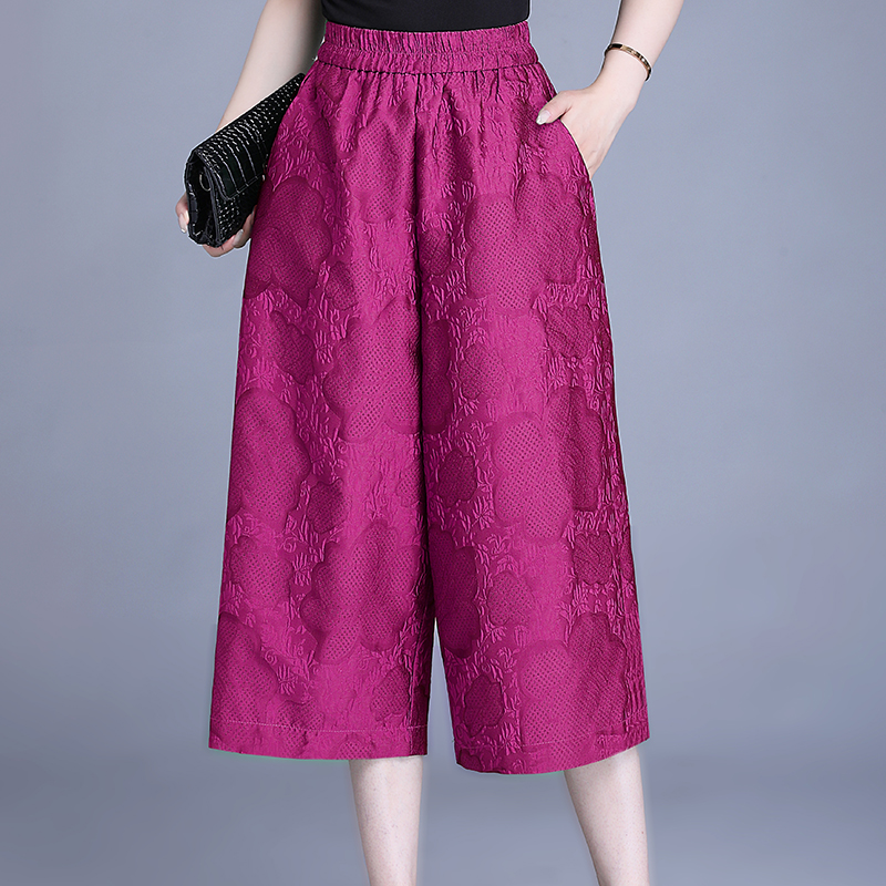 2025夏季新款欧洲站高腰花苞裤阔腿宽松显瘦七分女士裤带内衬