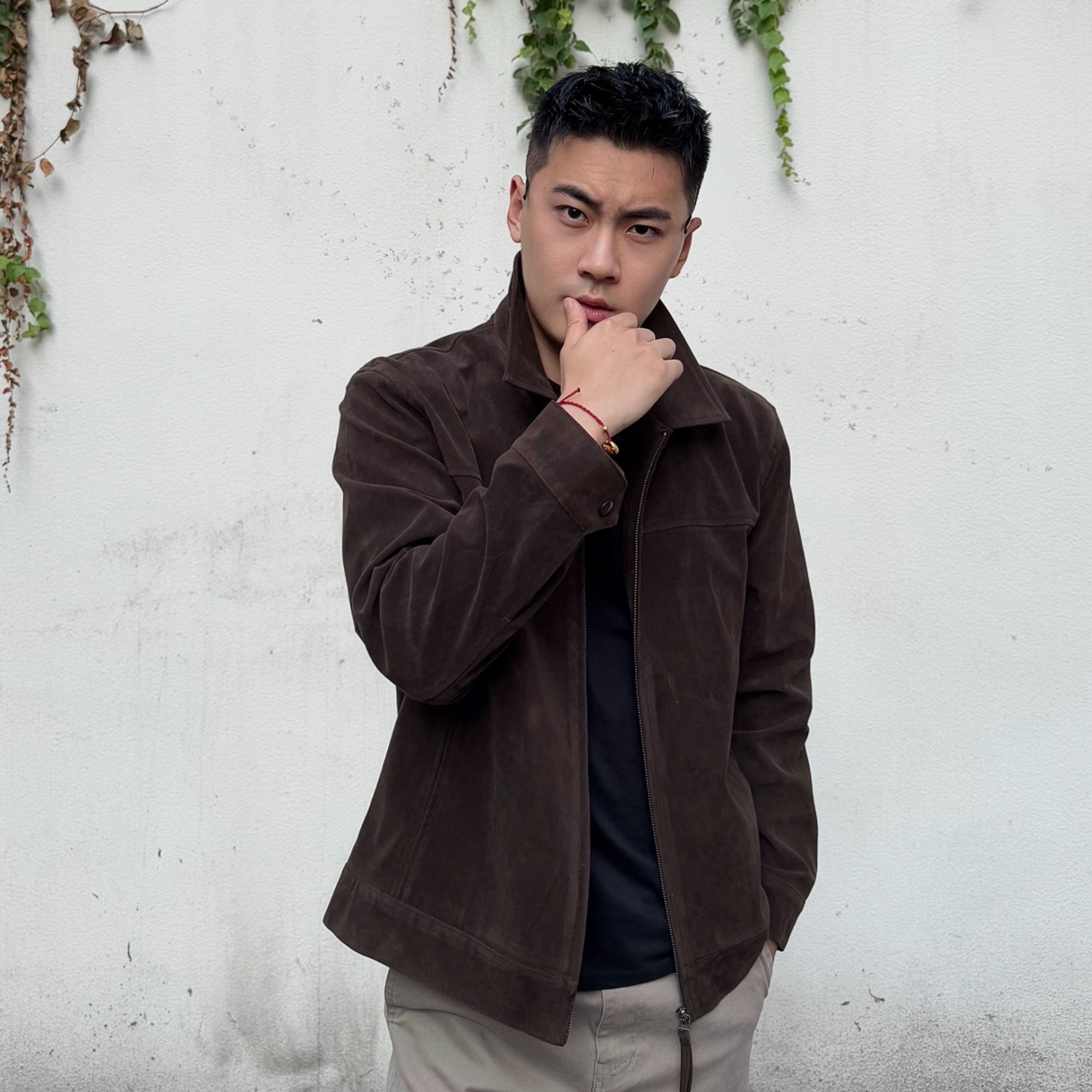 KE美式仿麂皮硬汉游猎夹克磨砂翻领休闲户外复古外套