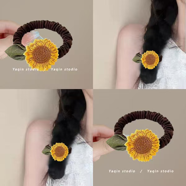 夏日阳光向日葵小肠发圈扎头发绳高弹力不伤发头绳皮筋头饰女