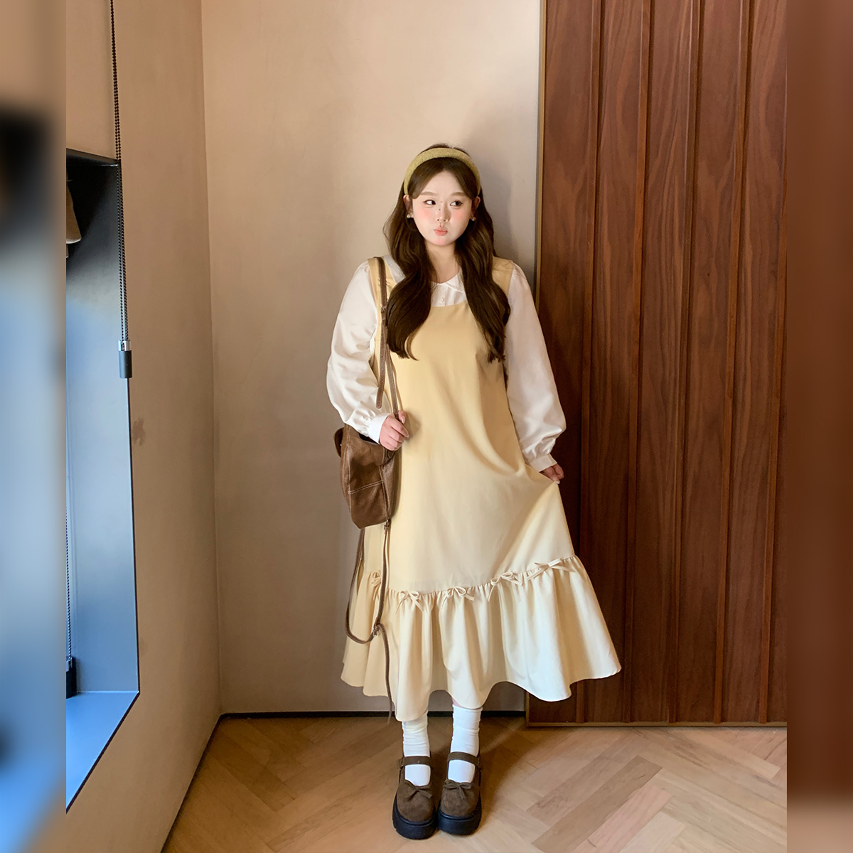 49徐达布【风叙记漫】大码娃娃领连衣裙女新款秋宽松长裙L37348C53