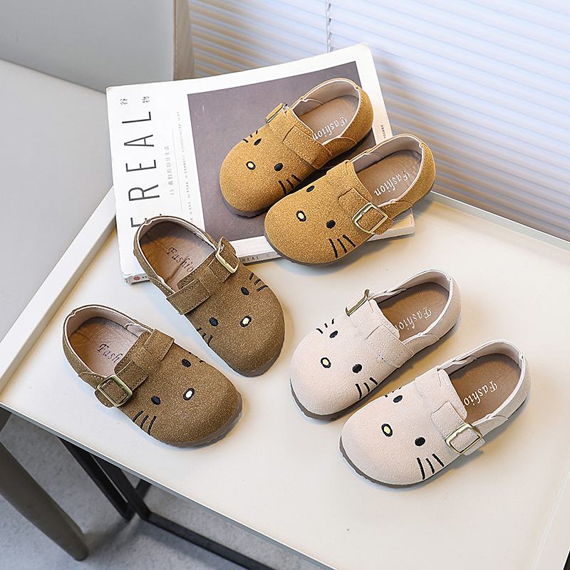 儿童可爱小猫咪勃肯鞋2025年春季新款儿童小中童纯色时尚单鞋