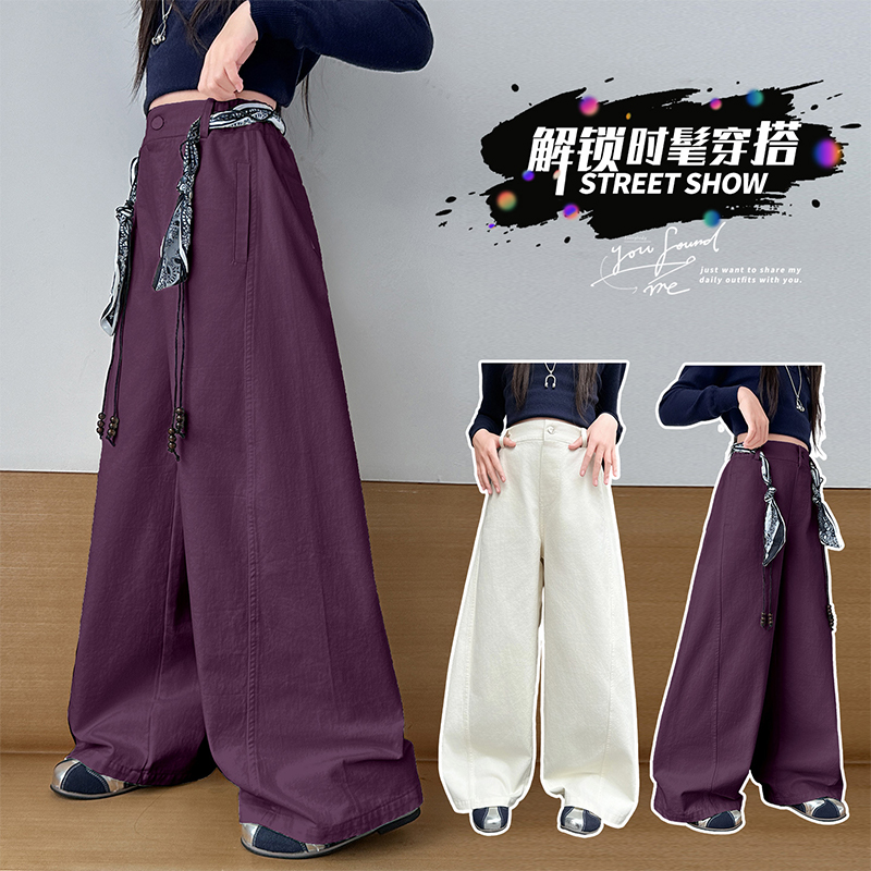 女童秋装休闲直筒裤2025秋季新款中大童6-12岁儿童百搭时髦阔腿裤