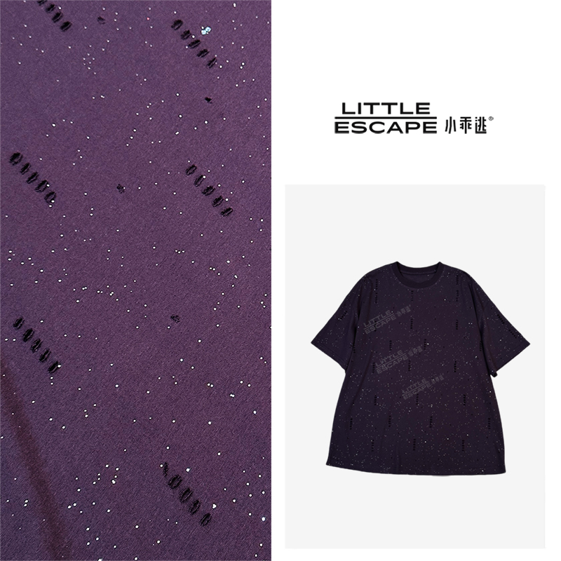 小乖逃三色X白色紫色T恤镂空T恤休闲时尚圆领闪闪上衣M8686