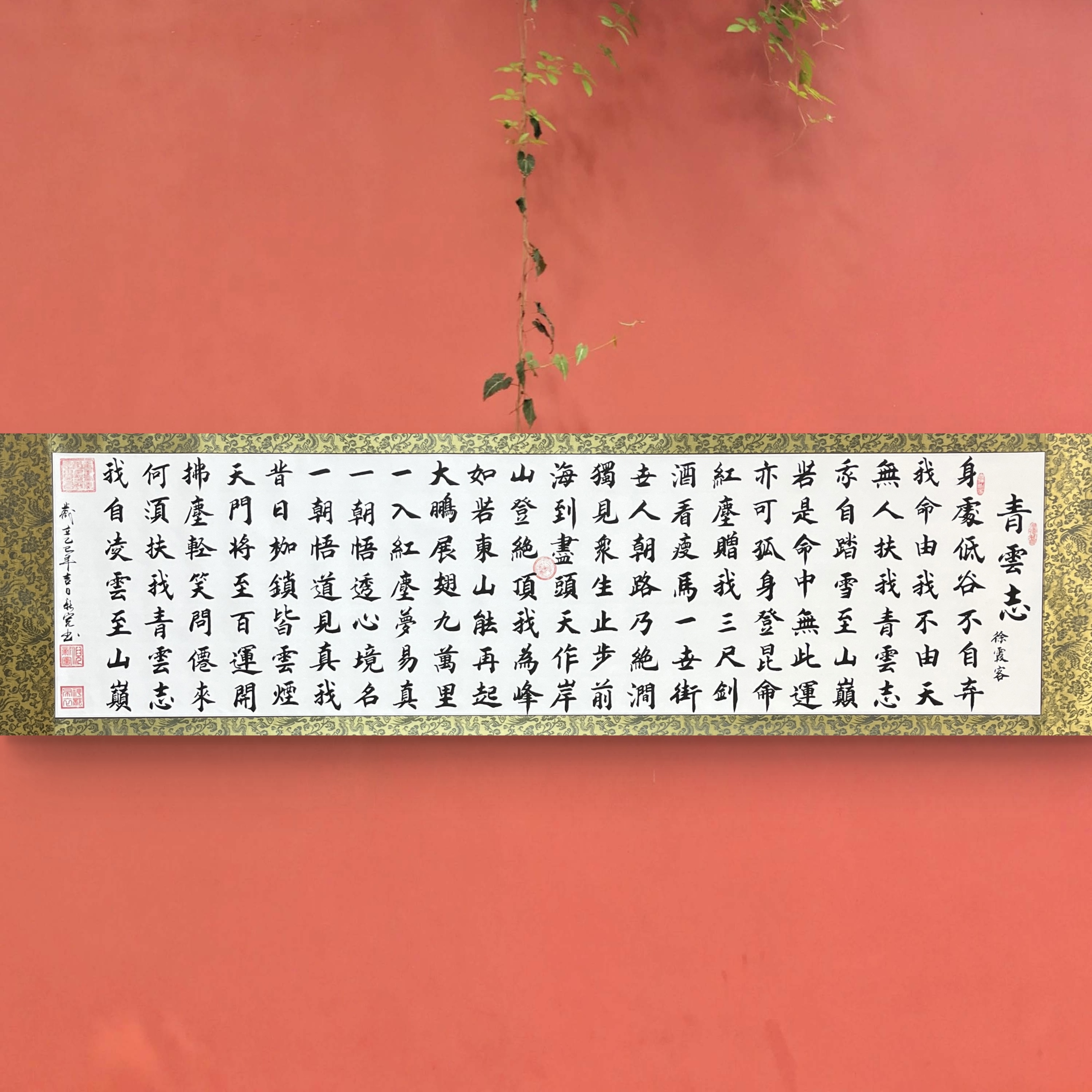 【青云志·徐霞客楷书】倪新宽老师手写/六尺白底红星宣横轴203*55cm