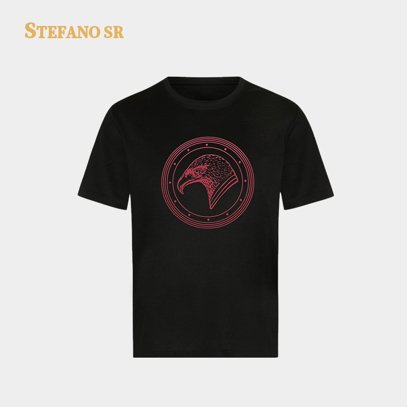 STEFANO SR男士轻奢烫金印花圆领短袖T恤衫休闲百搭上衣20258801