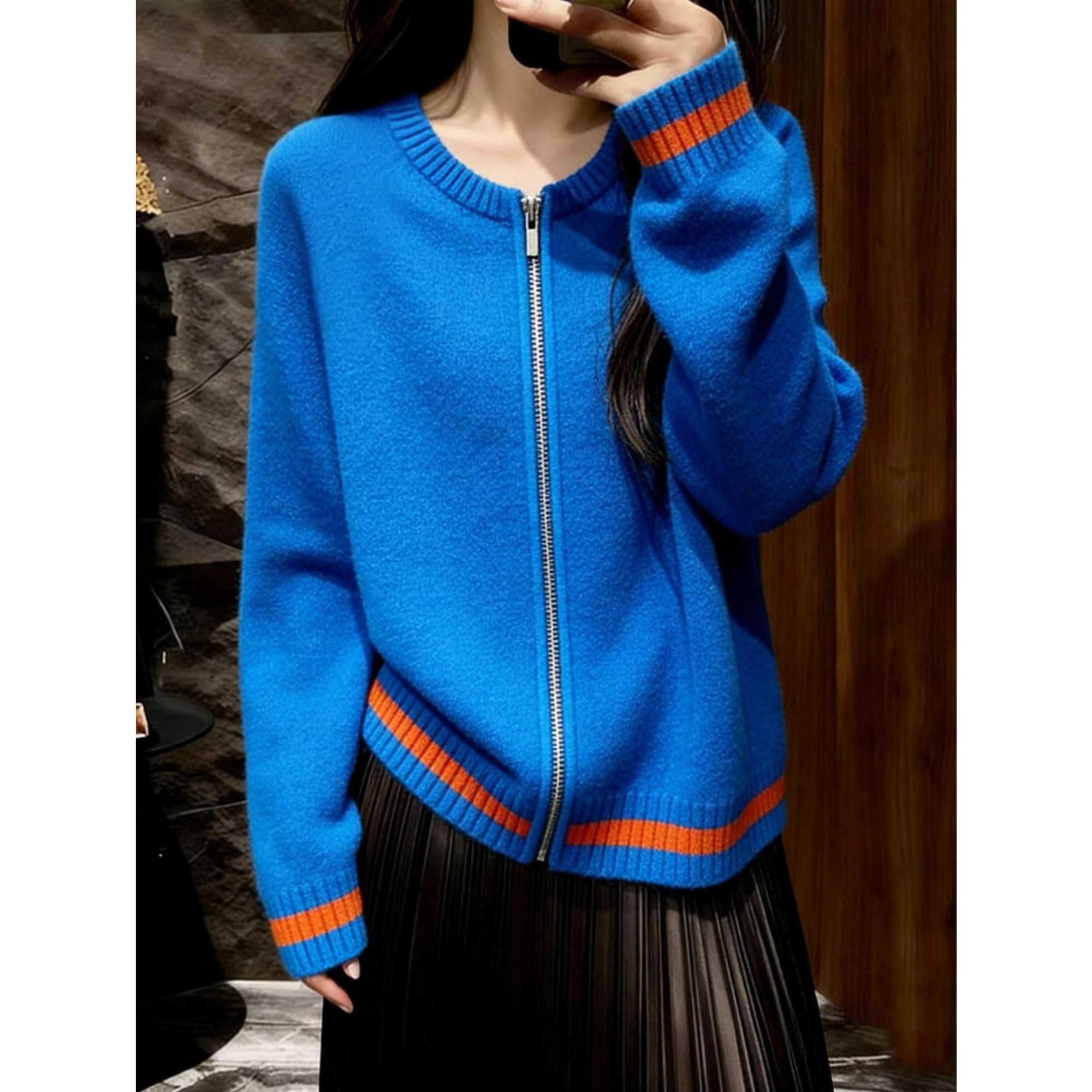 休闲韩版时尚气质圆领针织衫女装爆款2025秋冬季新款洋气长袖毛衣