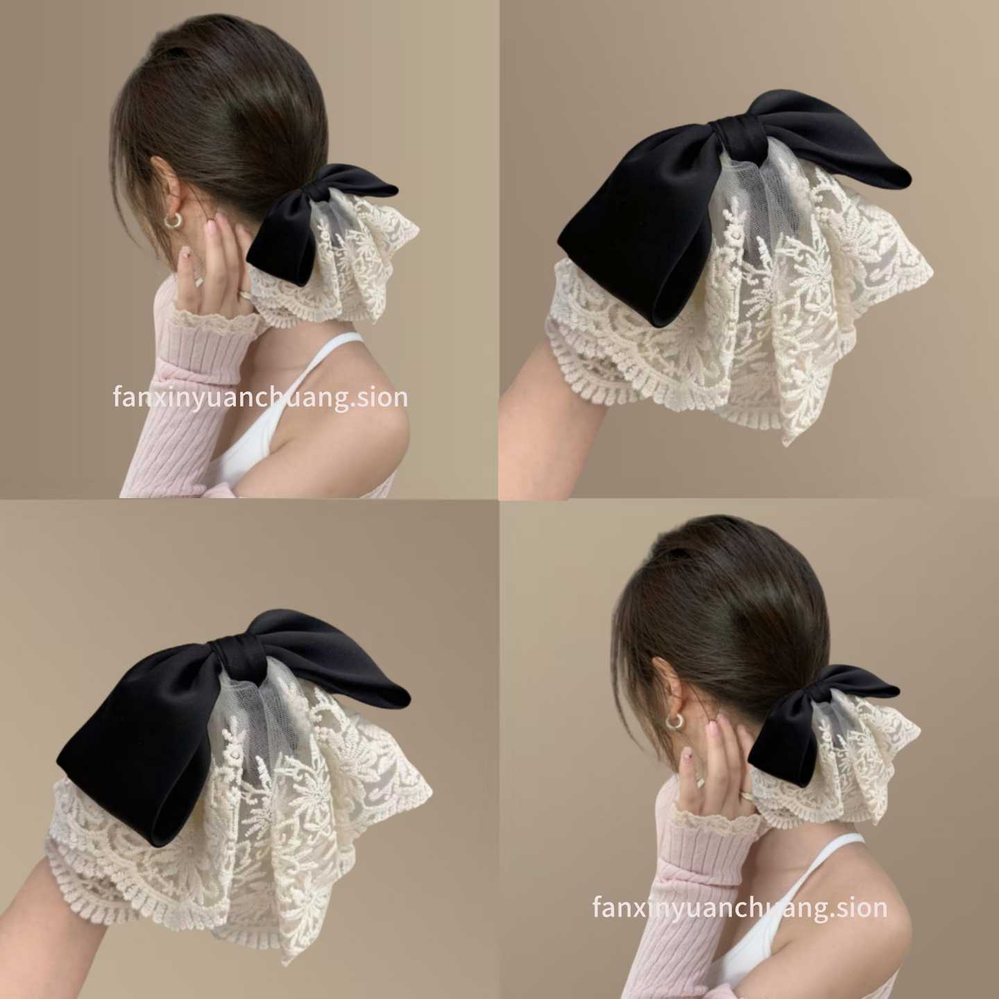 韩国气质高级感头饰马尾夹法式超大号复古蕾丝花边抓夹发卡鲨鱼夹