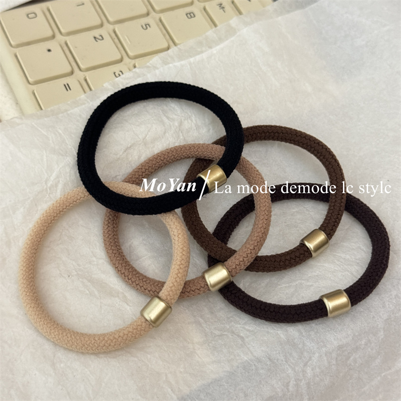 韩版头绳女2025新款简约复古橡皮筋奶咖色发圈高弹力耐用扎头发绳